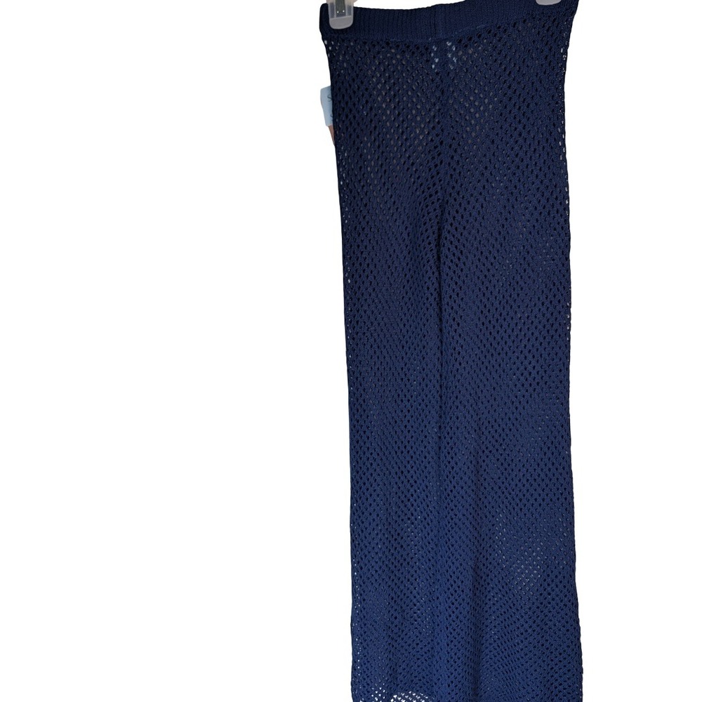 Shade & Shore Crochet Pant Coverup Womens XS 0-2 Navy Blue Open Knit Beachwear